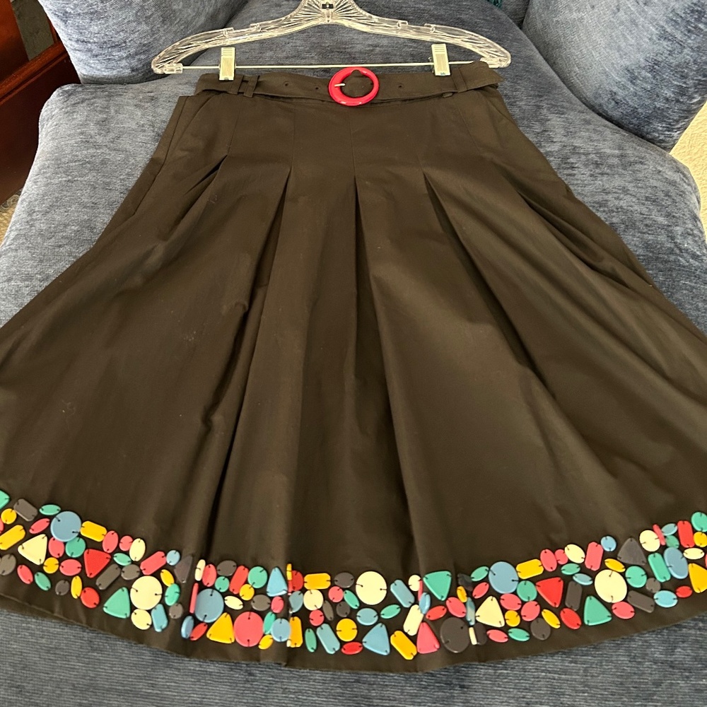 LOVE MOSCHINO BLACK COTTON CONFETTI SKIRT SIZE 4